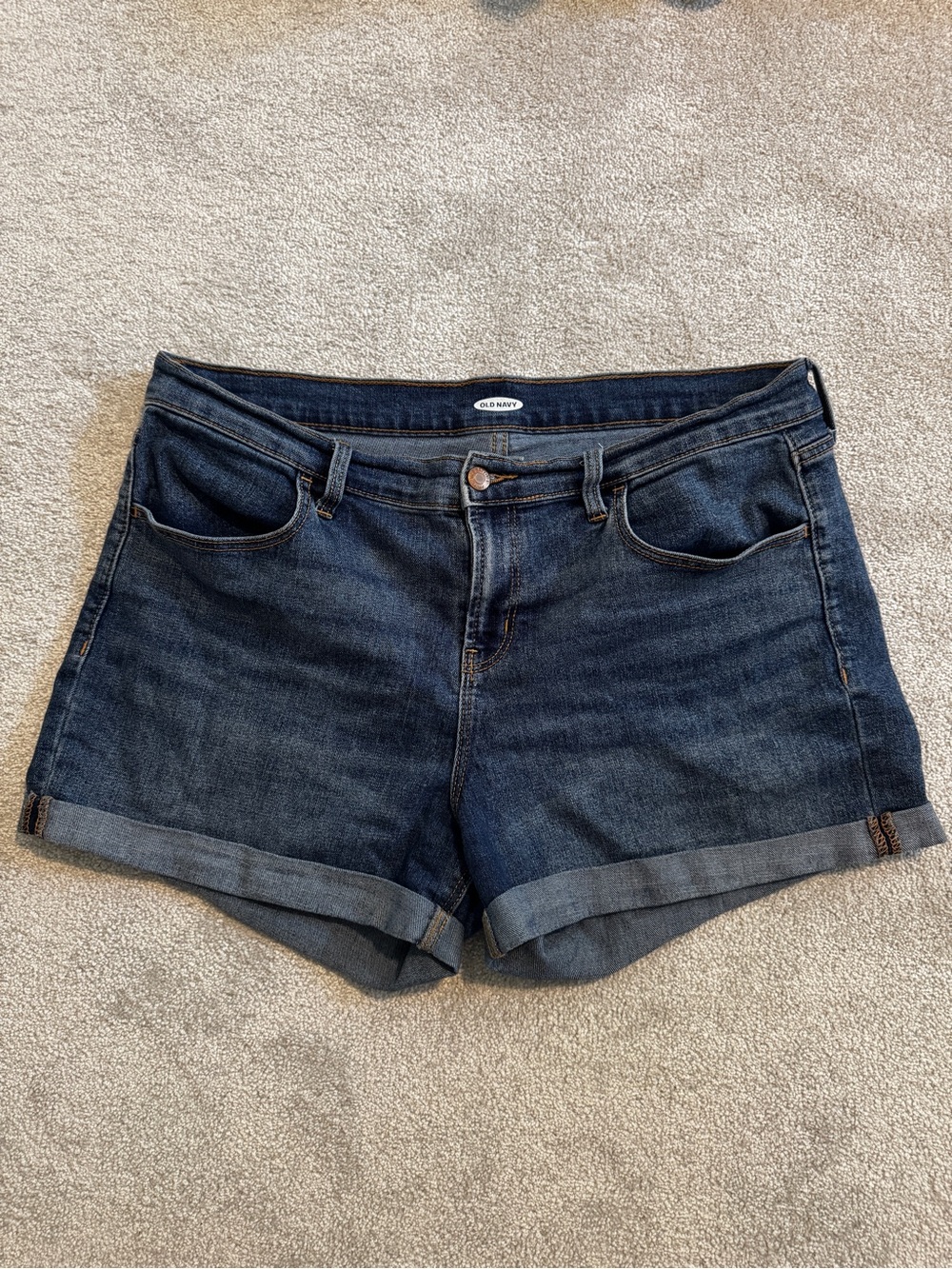 Old Navy Dark Blue Denim Roll-Cuff Jean Shorts